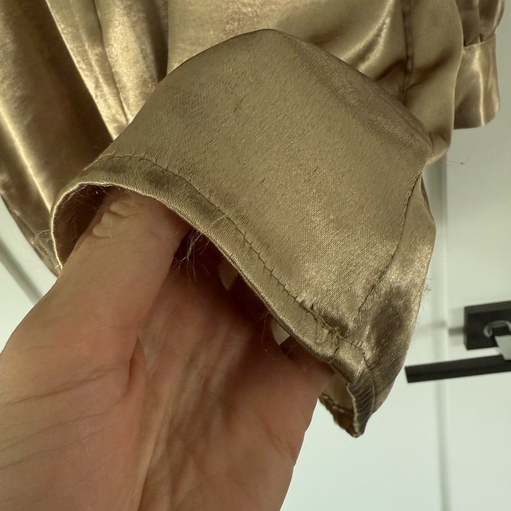 ENDLESS ROSE Shiny Gold Satin Romper - Picture 3 of 9